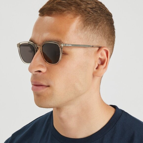 Saint Laurent SL360 005 Square Sunglasses - Transparent Brown/Black - Picture 2 of 10